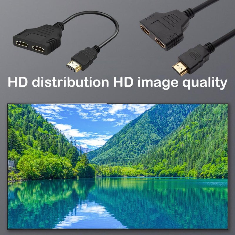 HDMI Splitter Cables Male 1080P to Dual Female 1 to 2 Way HDMI Splitter Adapter Cable for Dual Monitor/TV, Game Console, PC, Blu-ray Player - Image 2